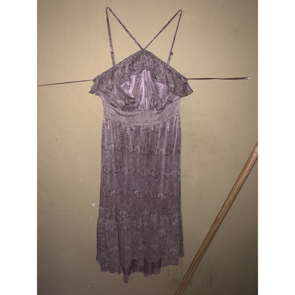 Purple high-low strap dress